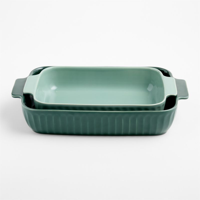 Tonal Green 2-Piece Fluted Ceramic Baking Dish Set - image 2 of 4