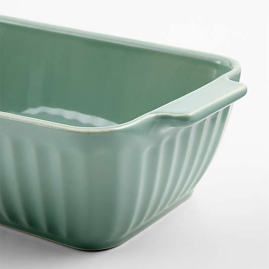 Tonal Green Fluted Ceramic 1-Lb. Loaf Baking Dish