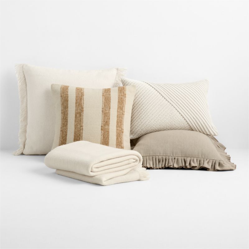 Bowly Wool Blend 20"x20" Camel Tan Throw Pillow Cover - image 4 of 5