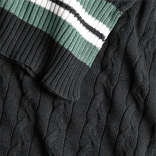 Tennis Sweater Deep Indigo Stripe 55" x 70" Kids Throw Blanket by Venus Williams