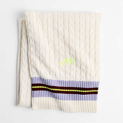 Tennis Sweater Pampas Ivory Stripe 55" x 70" Kids Throw Blanket by Venus Williams