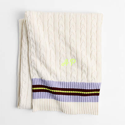 Tennis Sweater Pampas Ivory Stripe 55" x 70" Kids Throw Blanket by Venus Williams