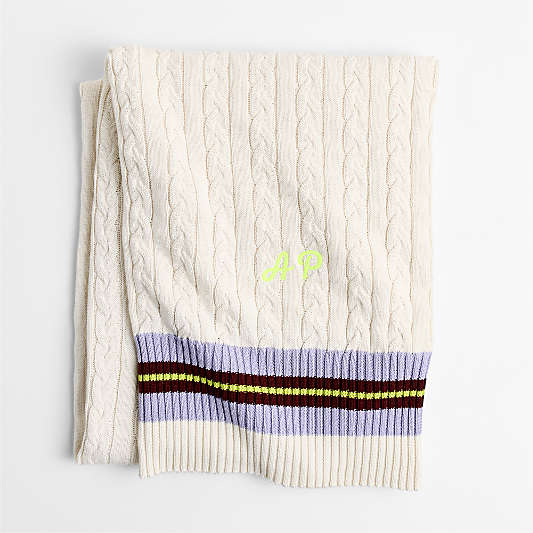 Tennis Sweater Pampas Ivory Stripe 55" x 70" Kids Throw Blanket by Venus Williams