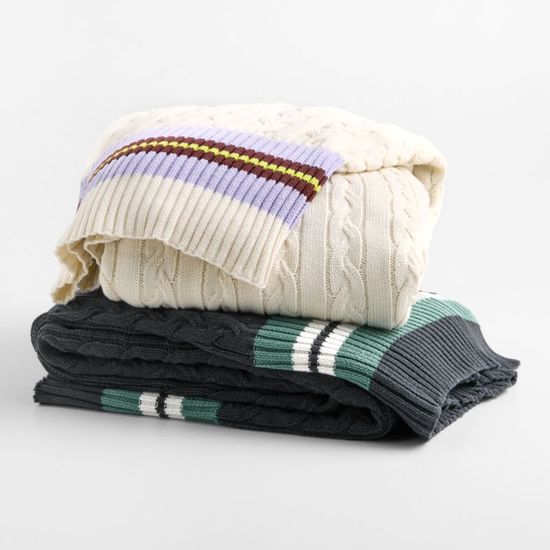 Tennis Sweater Deep Indigo Stripe 55" x 70" Kids Throw Blanket by Venus Williams - image 3 of 8