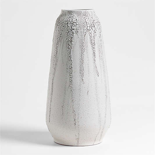 Toluca Large Beige Ceramic Textured Vase 17"