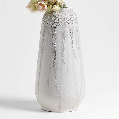 Toluca Large Beige Ceramic Textured Vase 17"