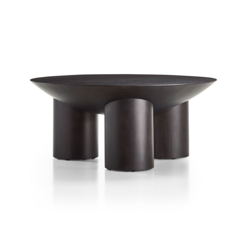 Tom Charcoal Brown Oak Wood 40" Round Three-Legged Coffee Table by Leanne Ford - image 5 of 13