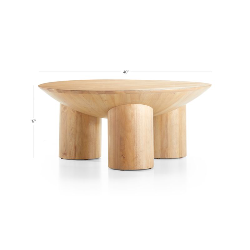 View Tom Natural White Oak Wood 40" Round Three-Legged Coffee Table by Leanne Ford - image 2 of 20