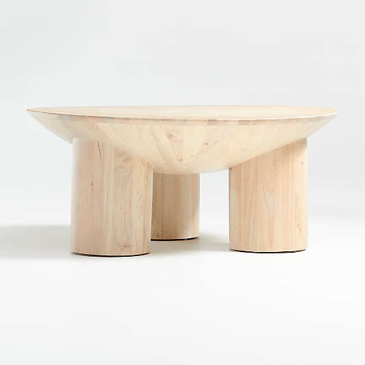 Tom Natural White Oak Wood 40" Round Three-Legged Coffee Table by Leanne Ford