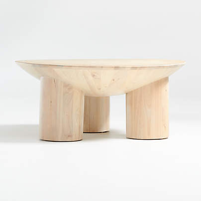 Tom Natural White Oak Wood 40" Round Three-Legged Coffee Table by Leanne Ford