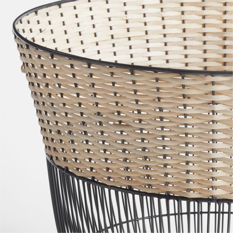 Toma Black and Off White Metal and Rattan Decorative Basket - image 3 of 4