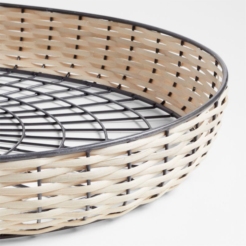 Toma Oval Black and Off White Rattan and Metal Decorative Tray 30" - image 4 of 5