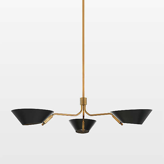 Tomar 3-Light Brass & Black Shade Chandelier Light