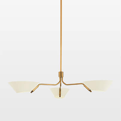 Tomar 3-Light Brass & White Chandelier Light