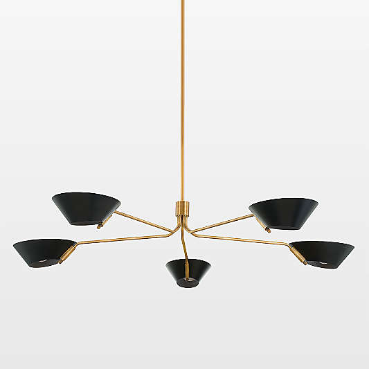 Tomar 5-Light Brass & Black Shade Chandelier Light