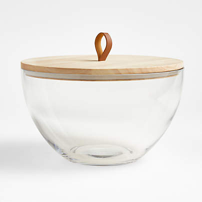 Tomos Glass Bowl with Wood Lid