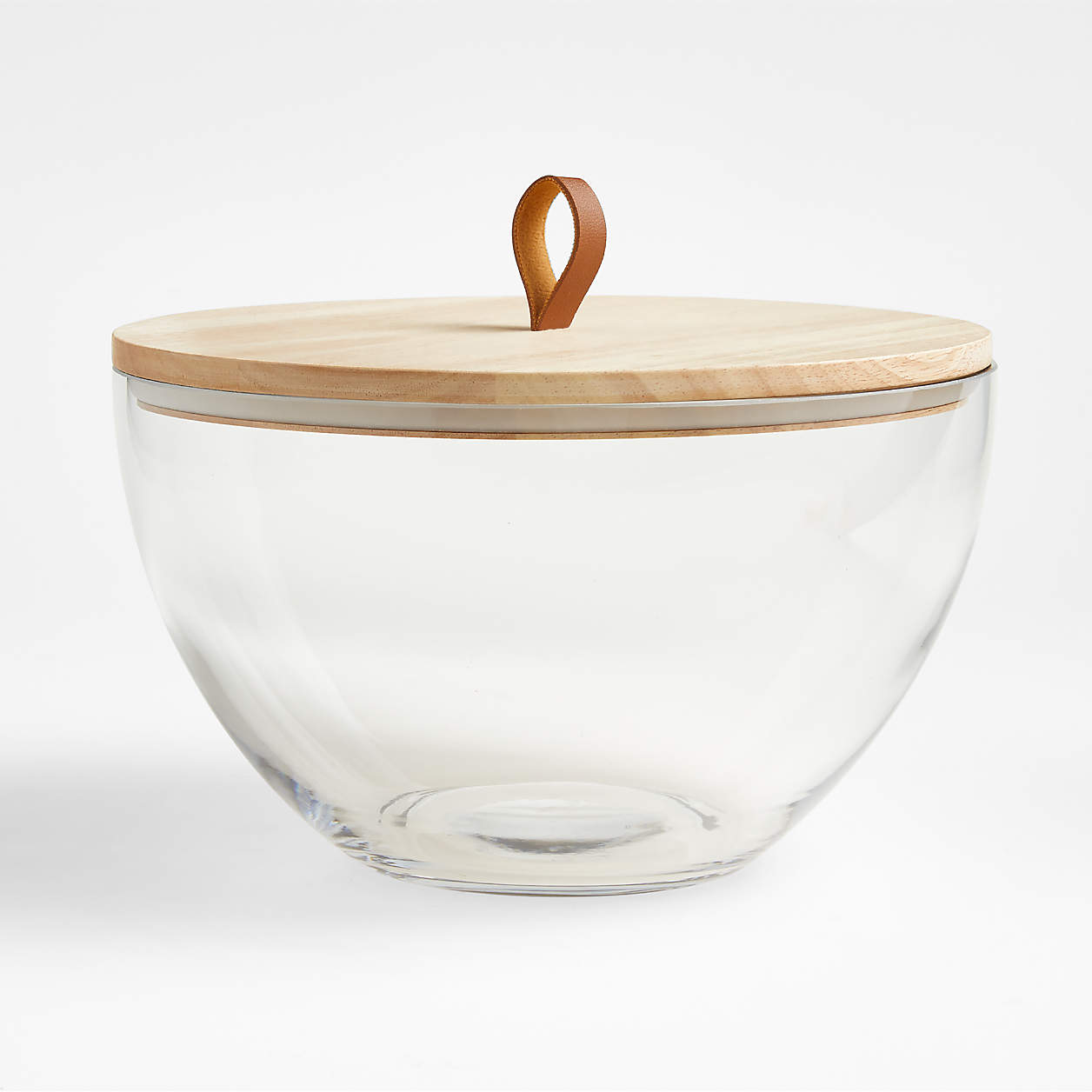 Crate & Barrel - Tomos Glass Bowl with Wood Lid