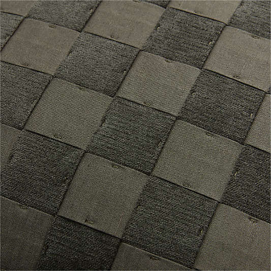 Tonal Checkerboard Organic Cotton Linen Blend 23"x23" Burnt Green Throw Pillow with Down-Alternative Insert