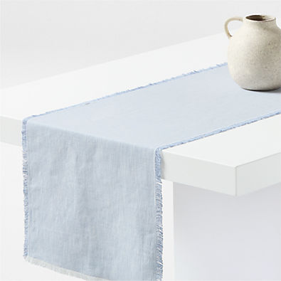 View Tonal Fringe Blue 120" Table Runner details