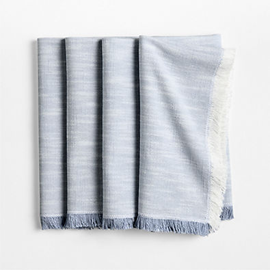 View Tonal Fringe Blue Napkins, Set of 4 details