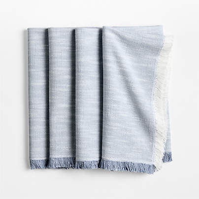 Tonal Fringe Blue Napkins, Set of 4