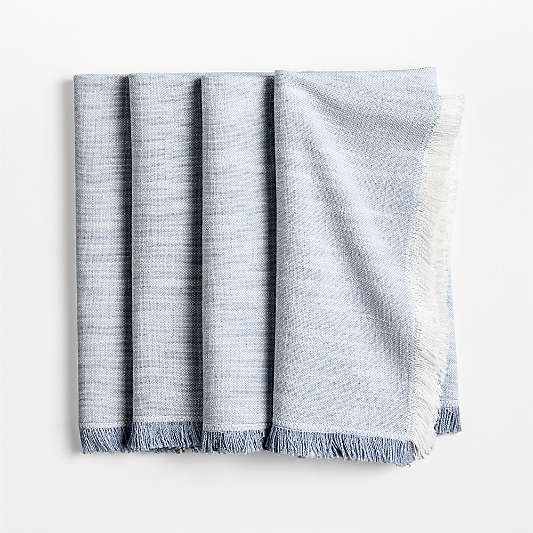Tonal Fringe Blue Napkins, Set of 4