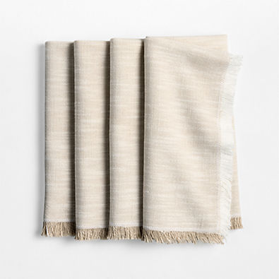 View Tonal Fringe Ivory Napkins, Set of 4 details