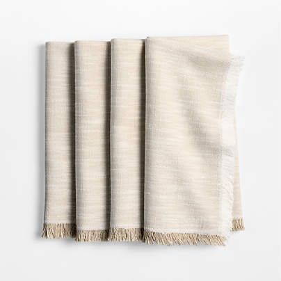 Tonal Fringe Ivory Napkins, Set of 4
