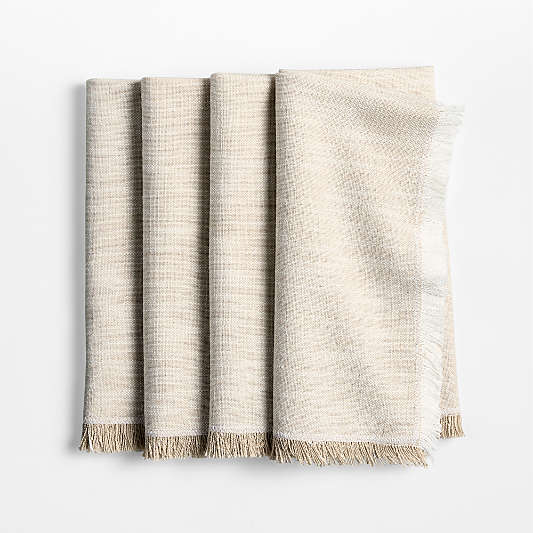 Tonal Fringe Ivory Napkins, Set of 4