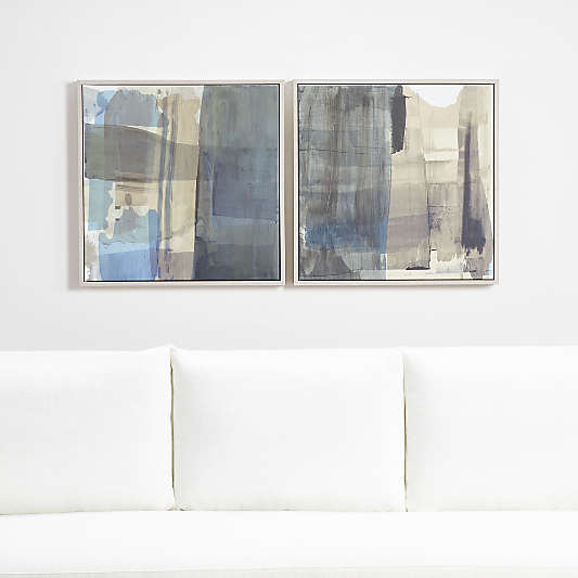 "Tonal Layers" Framed Hand-Painted Wall Art Print 25"x25"