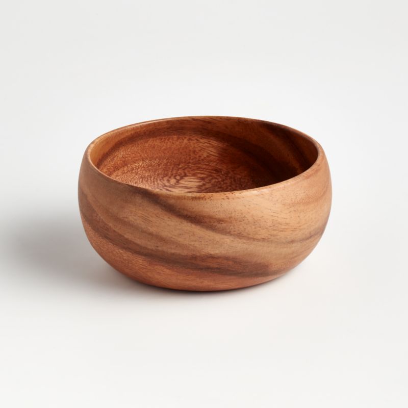 Crate&Barrel Miles Glass Bowl with Acacia Wood Lid