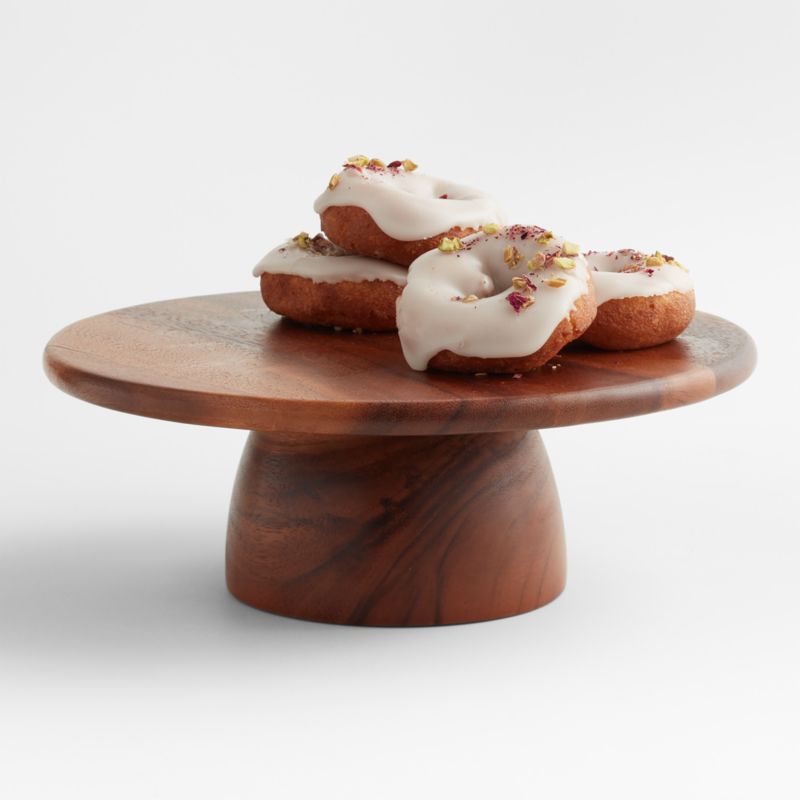 Tondo Acacia Wood Cake Stand Reviews Crate Barrel