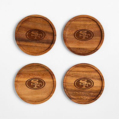 View NFL San Francisco 49ers Tondo Acacia Wood Coasters, Set of 4 details
