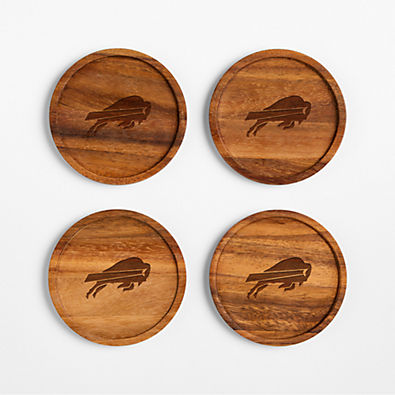View NFL Buffalo Bills Tondo Acacia Wood Coasters, Set of 4 details