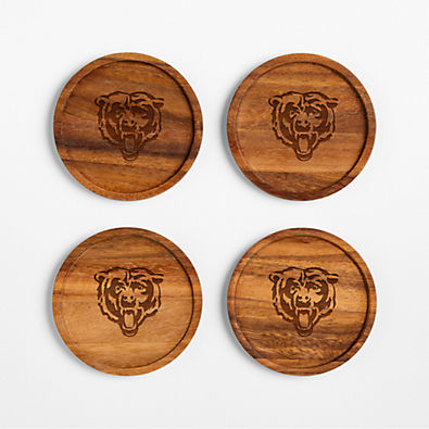 View NFL Chicago Bears Tondo Acacia Wood Coasters, Set of 4 details