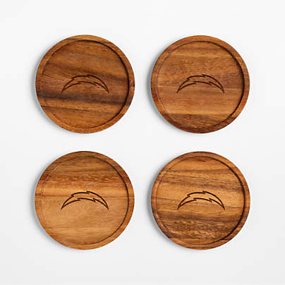 NFL Los Angeles Chargers Tondo Acacia Wood Coasters, Set of 4
