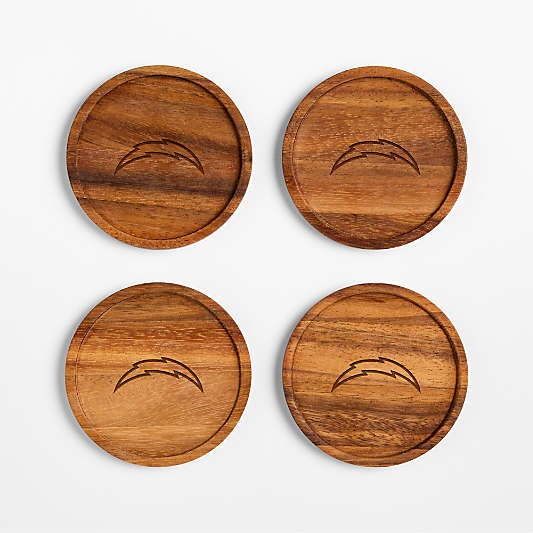 NFL Tondo Acacia Wood Coasters, Set of 4