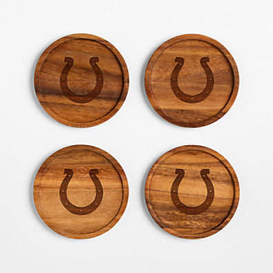 View NFL Indianapolis Colts Tondo Acacia Wood Coasters, Set of 4 details