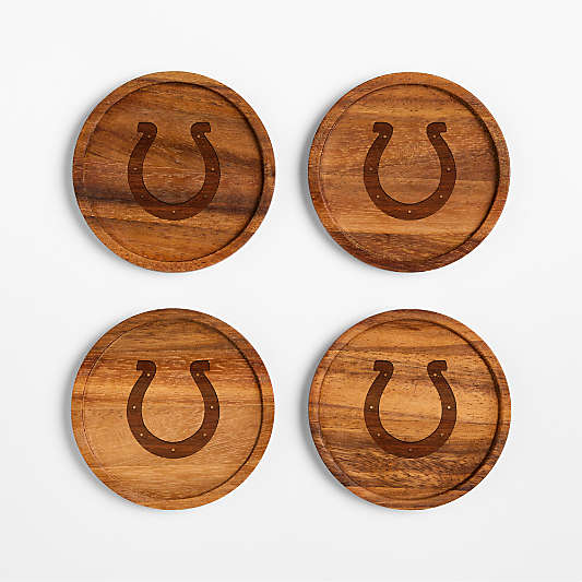 NFL Indianapolis Colts Tondo Acacia Wood Coasters, Set of 4