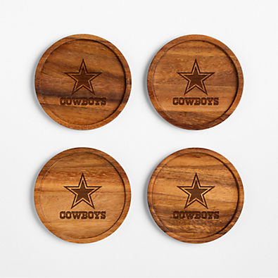 View NFL Dallas Cowboys Tondo Acacia Wood Coasters, Set of 4 details