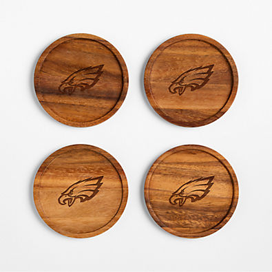 View NFL Philadelphia Eagles Tondo Acacia Wood Coasters, Set of 4 details