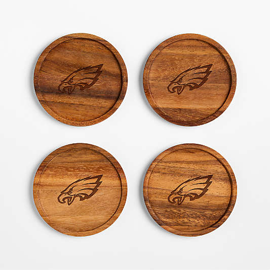 NFL Philadelphia Eagles Tondo Acacia Wood Coasters, Set of 4