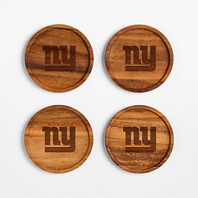 View NFL New York Giants Tondo Acacia Wood Coasters, Set of 4 details