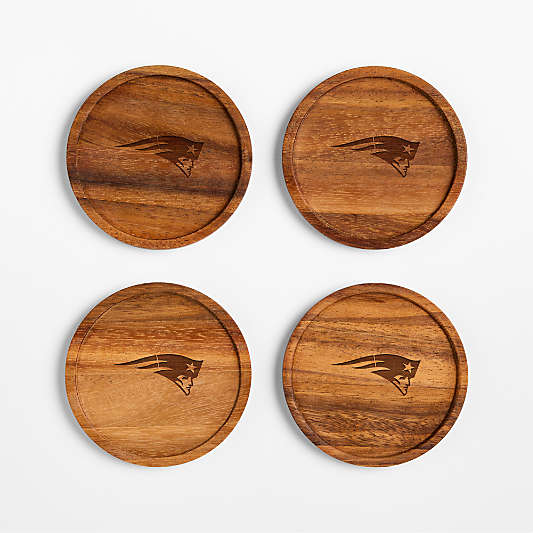 NFL New England Patriots Tondo Acacia Wood Coasters, Set of 4