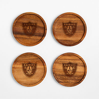 View NFL Las Vegas Raiders Tondo Acacia Wood Coasters, Set of 4 details