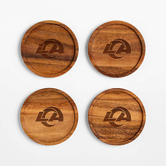 NFL Los Angeles Rams Tondo Acacia Wood Coasters, Set of 4