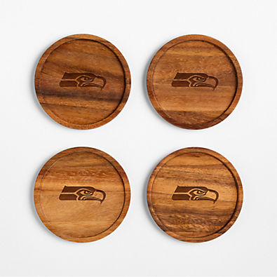 View NFL Seattle Seahawks TondoAcacia Wood Coasters, Set of 4 details