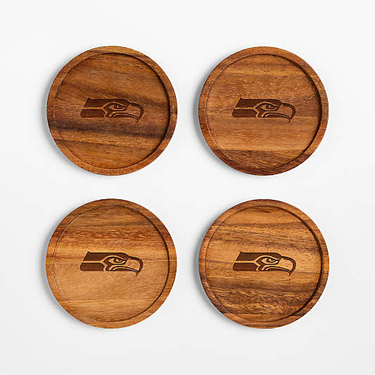 NFL Seattle Seahawks TondoAcacia Wood Coasters, Set of 4