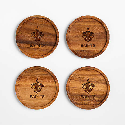 NFL New Orleans Saints Tondo Acacia Wood Coasters, Set of 4