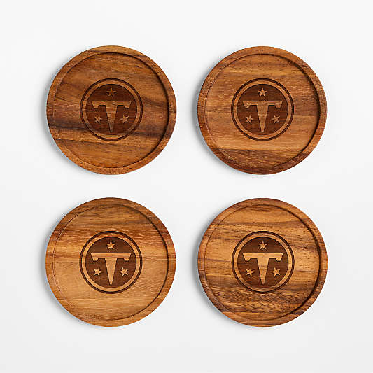 NFL Tennessee Titans Tondo Acacia Wood Coasters, Set of 4